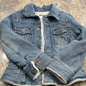 Limited Too Blue Denim Jacket with White Sherpa Lining